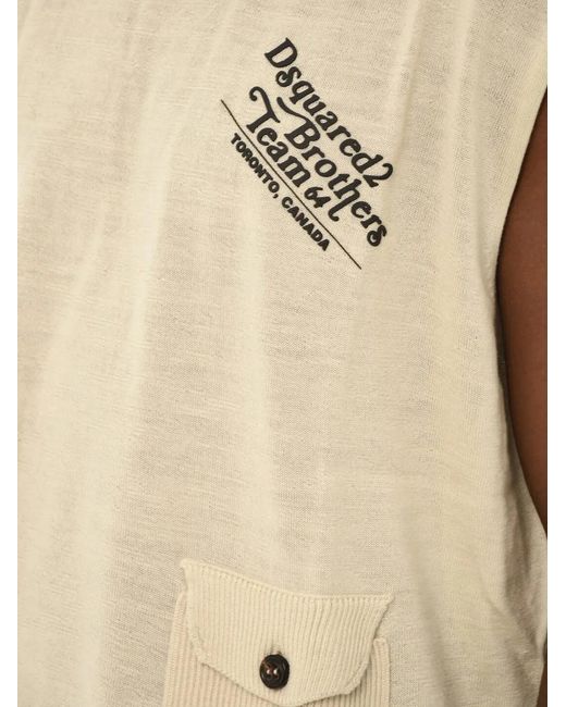 DSquared² Natural Logo-Print Vest for men