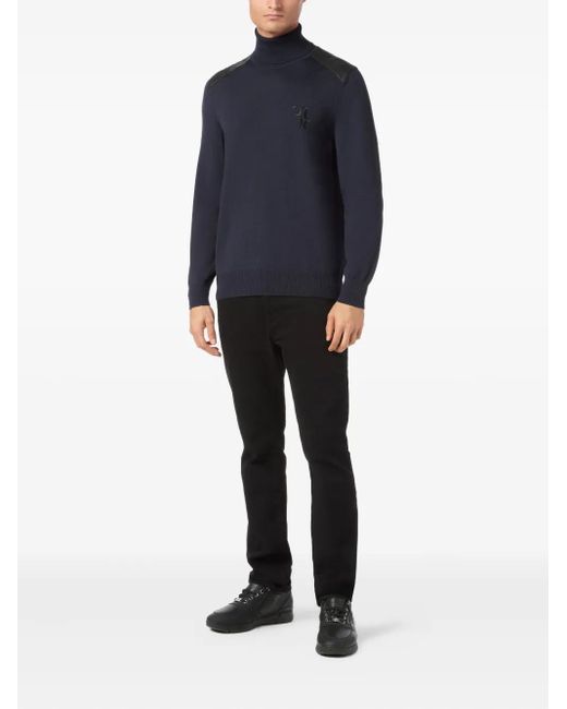 Billionaire Blue Turtle-Neck Jumper for men