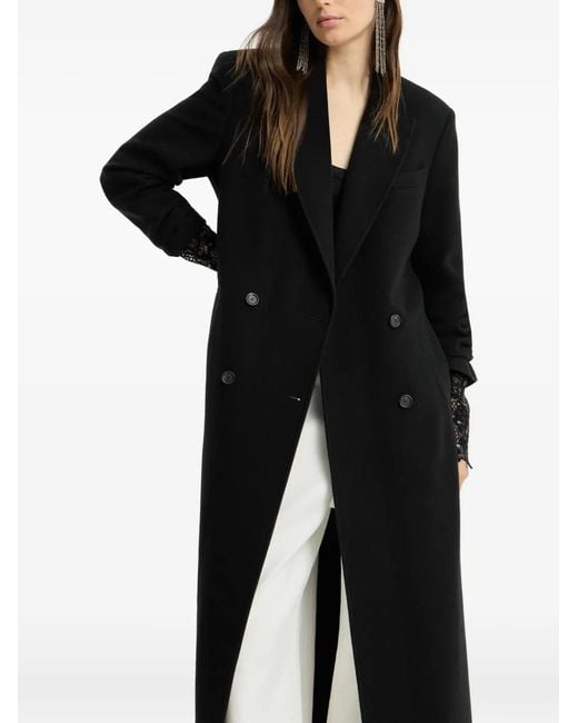 Brunello Cucinelli Black Belted Monili-Trim Coat