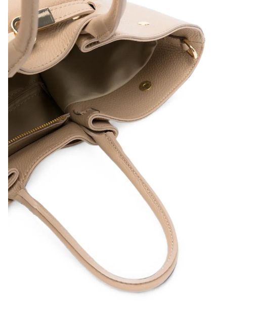 ADRIANNA FERETTI Natural Twist-Lock Pebbled Tote Bag