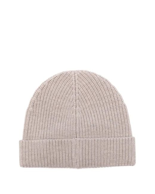 Isabel Marant Natural Logo-Patch Beanie Hat for men