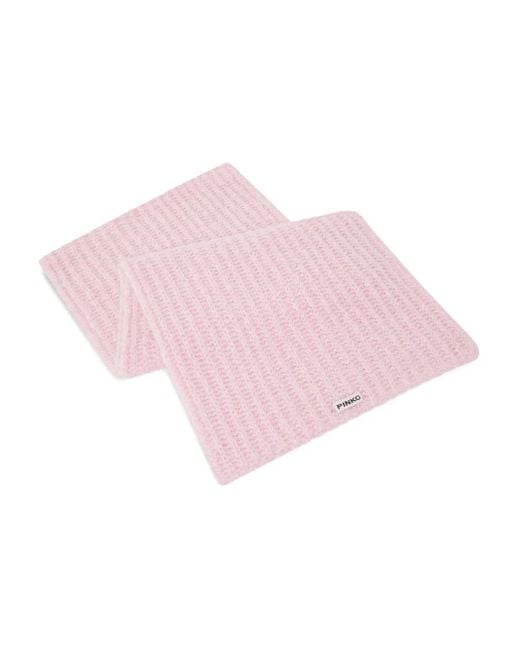Pinko Pink Ribbed-Knit Scarf