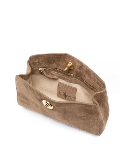 Liffner Natural Push-Lock Suede Clutch Bag