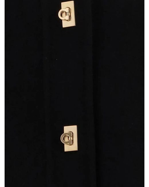 Ferragamo Black Gancini-Button Round-Neck Jacket
