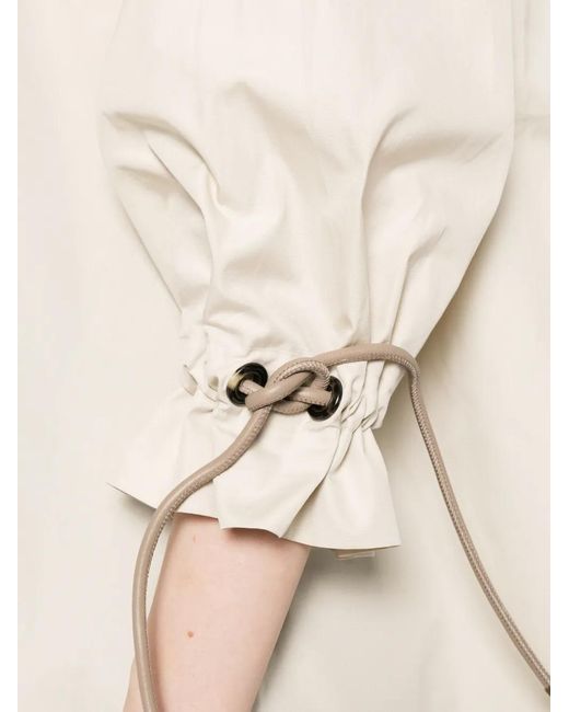 Max Mara White Adorni Drawstring-Cuff Blouse