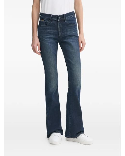 G-Star Blue Logo-Patch Flared Jeans