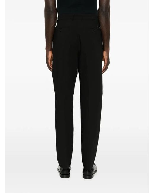 Emporio Armani Black Pressed-Crease Straight-Leg Trousers for men