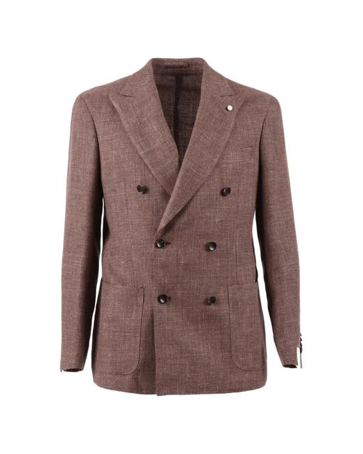 Luigi Bianchi Brown Double-Breasted Suit Jacket for men