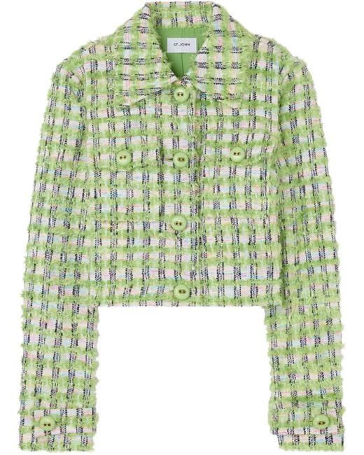 Chaqueta ajustada a cuadros St. John de color Green