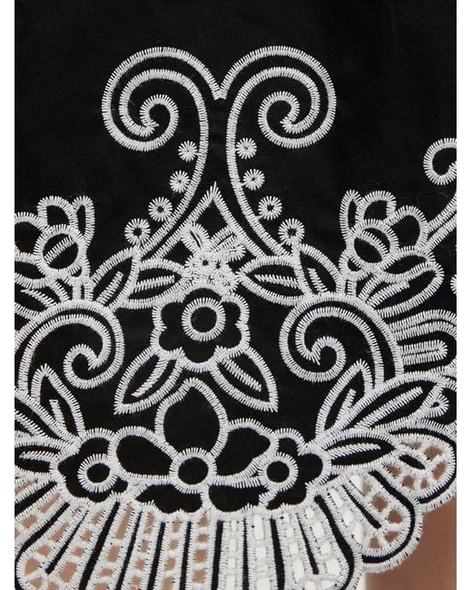Fracomina Black Floral-Embroidery Midi Dress