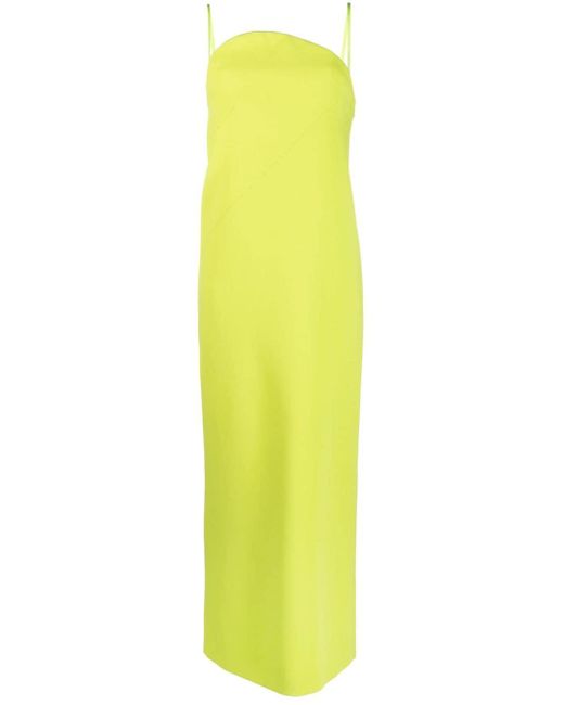 Sportmax Yellow Asymmetric-neck Stretch-cotton Maxi Dress