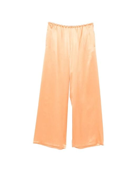 Ermanno Scervino White Satin-Finish Wide-Leg Trousers