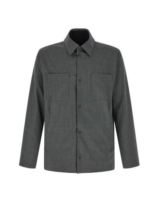 Herno Gray Reversible Patch-Pocket Overshirt for men