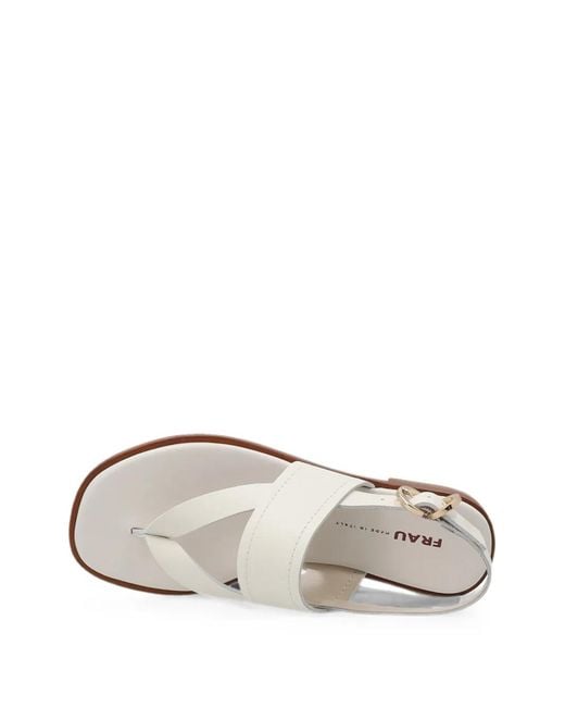 Frau White Leather Slingback Thong Sandals