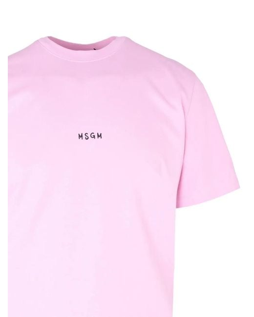 MSGM Pink Logo T-Shirt for men