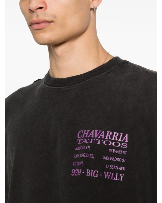 Willy Chavarria Black Graphic T-Shirt for men