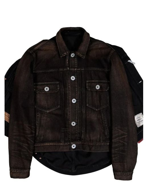 Maison Mihara Yasuhiro Black Layered Denim Jacket for men