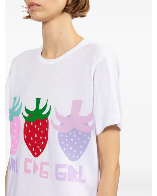 Comme des Garçons White Strawberry Print T-Shirt