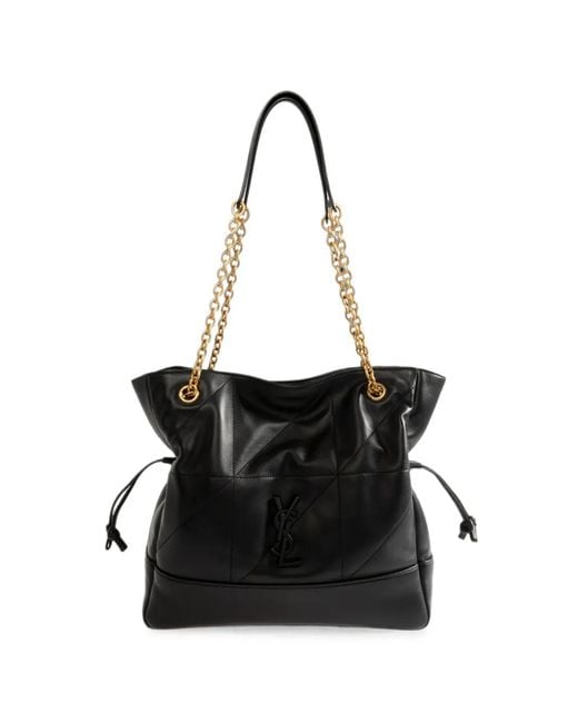 Saint Laurent Black Small Jamie Carré Rive Gauche Quilted Leather Tote Bag
