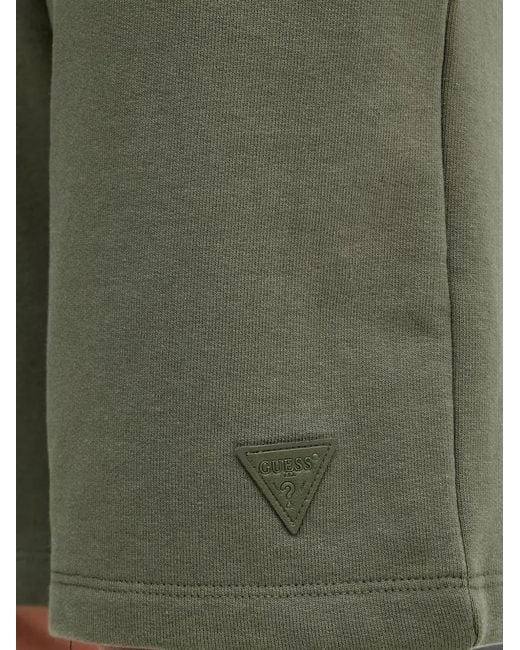 Guess Green Logo-Patch Drawstring Shorts for men