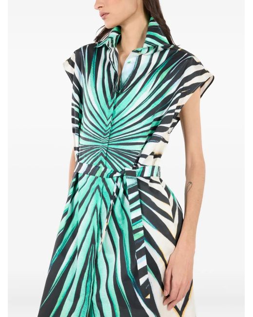 Roberto Cavalli Green Printed Midi Dress