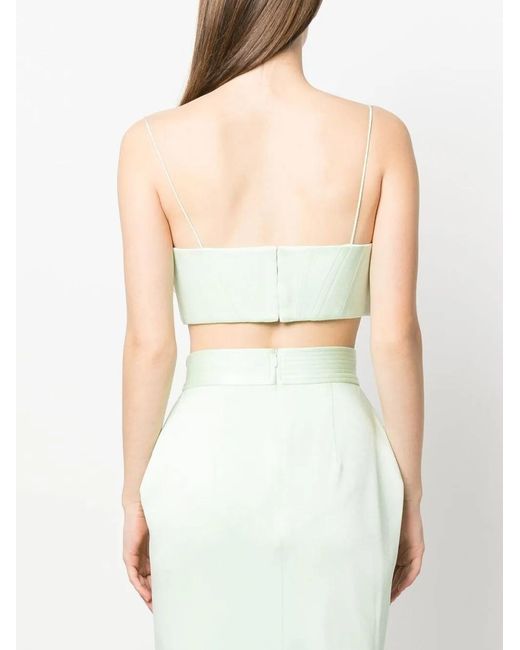 Alex Perry White Cropped Bustier Top