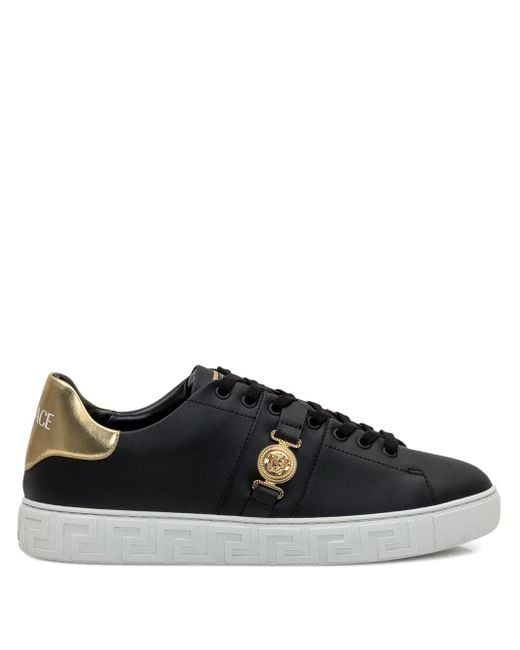 Sneakers Nere Con Logo E Dettagli Dorati di Versace in Black da Uomo
