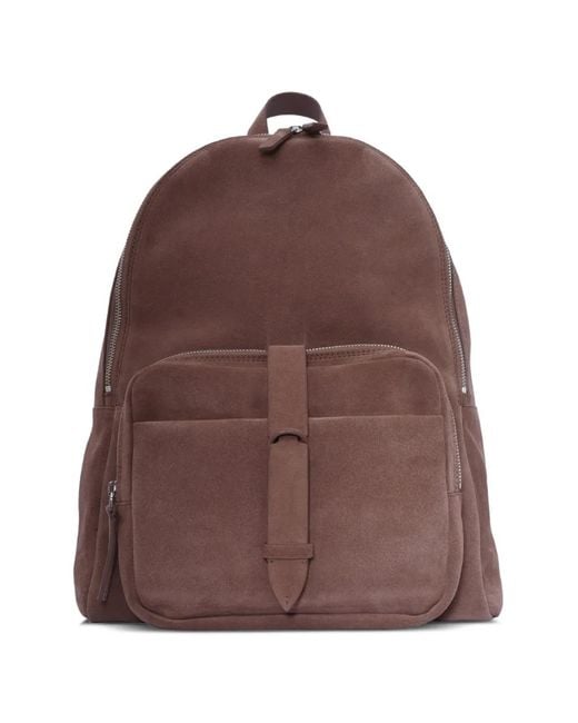 Orciani Brown Front-Strap Suede Backpack for men