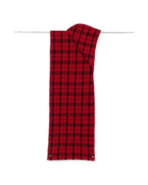Destin Red Checked Fringed Scarf