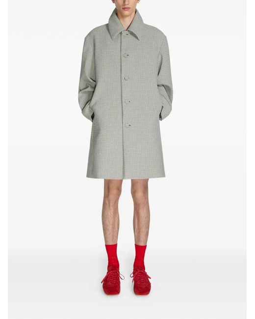 Dries Van Noten Gray Gingham Coat for men