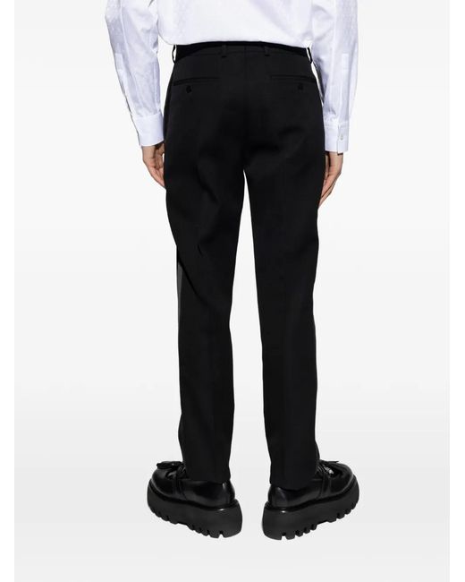 McQueen Black Side-Stripe Trousers for men
