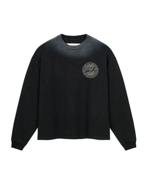 ROUGH Black Langarmshirt Mit Grafischem Print