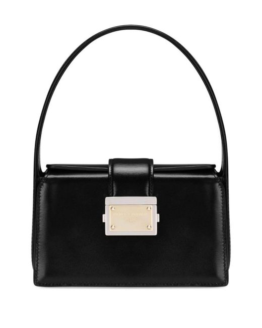 Dolce & Gabbana Black Logo-appliqué Leather Tote Bag