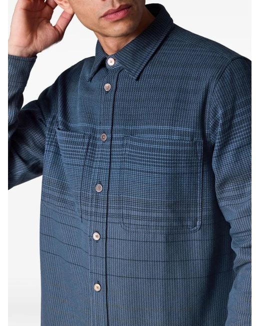 Paul Smith Blue Gradient Buttoned Checked Shirt for men