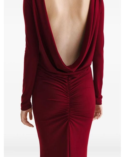 2310 STUDIO Red Cowl-Back Maxi Dress
