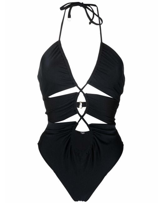 Noire Swimwear Cut-out Halterneck Swimsuit in Black | Lyst Canada