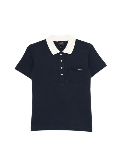 A.P.C. Blue Pocket Collared Polo Shirt