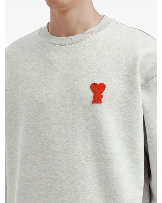 Izzue White Heart-Patch Sweater for men