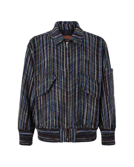 Missoni Blue Zigzag-Knit Zip-Up Jacket for men