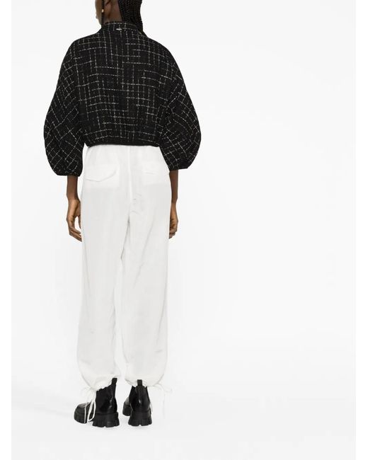Herno Black Grid-Patterned Cropped Jacket