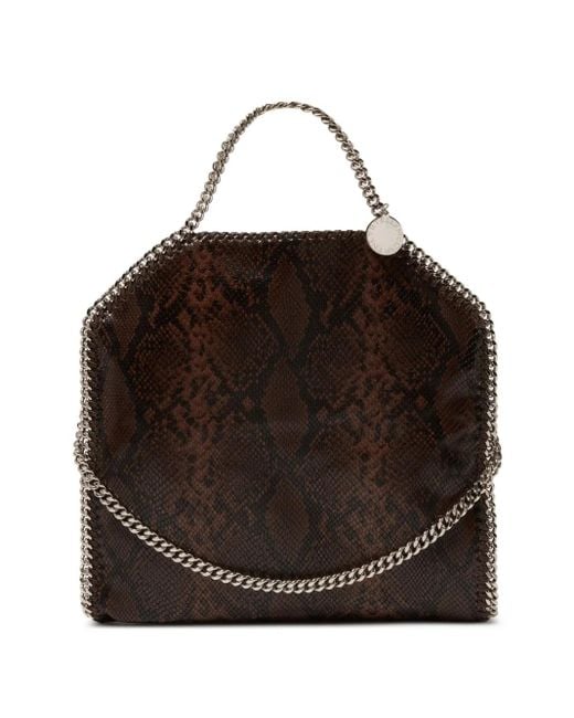 Stella McCartney Brown Falabella Fold-Over Tote Bag mit Schlangen-Effekt