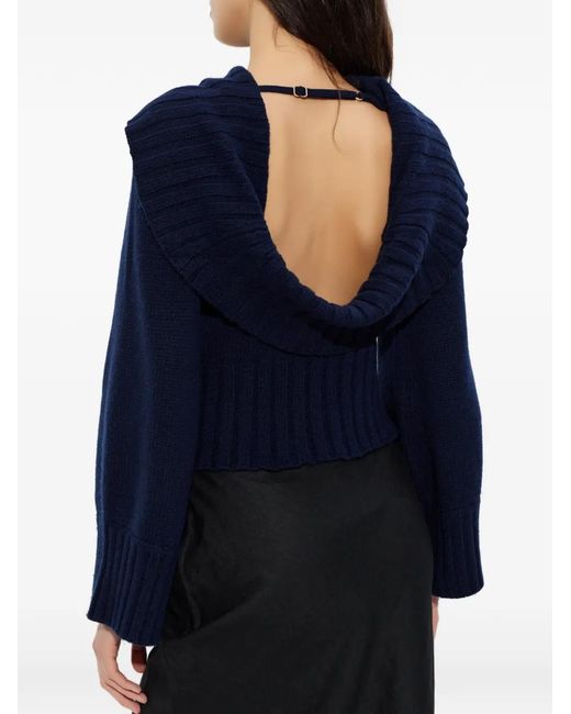 Cult Gaia Blue Open-Back Sweater