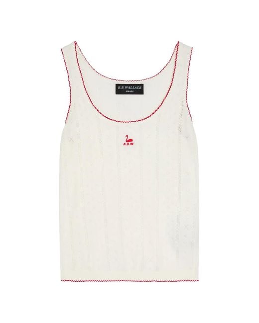 B.B. Wallace White Embroidered-Logo Tank Top