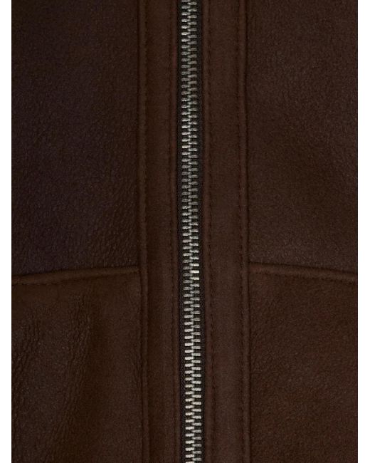 DFOUR® Brown Long-Sleeved Leather Jacket for men