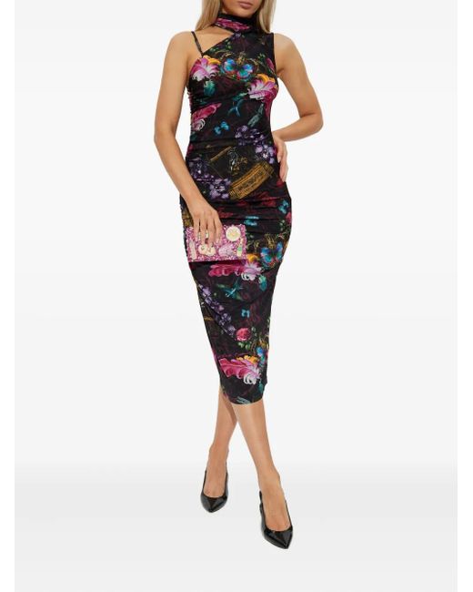 Versace Jeans Couture Blue Floral-Print Midi Dress