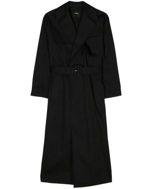 Theory Black Belted Twill Trench Coat