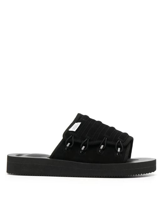 Suicoke Black Logo Open-Toe Slides