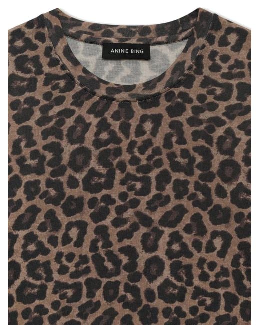 Anine Bing Gray Sylvie Leopard-print T-shirt