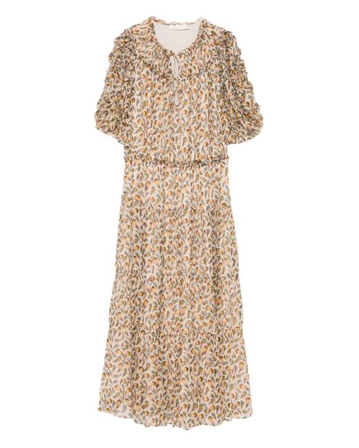 Ulla Johnson Midi-Jurk Met Bloemenprint in het Natural