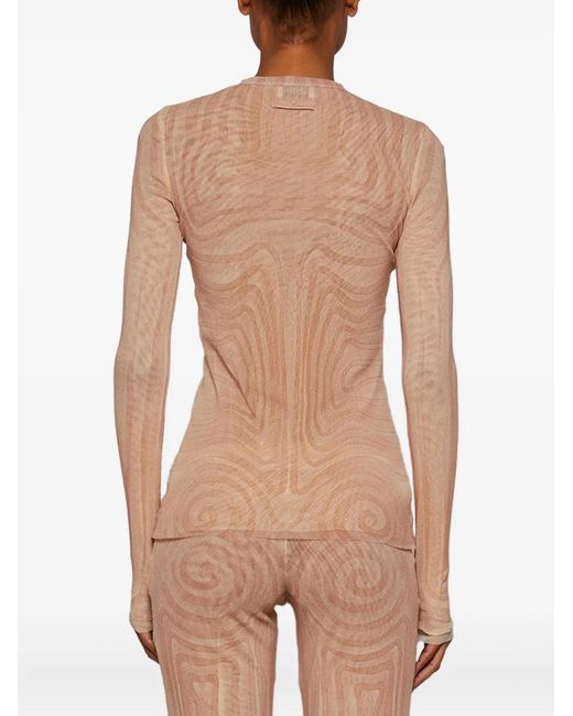 Jean Paul Gaultier Natural Spiral-Print Top